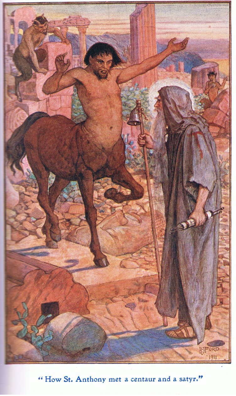 Hogyan találkozott Szent Antal egy kentaurral és egy szatírral, 1912 alkotó: Henry Justice Ford