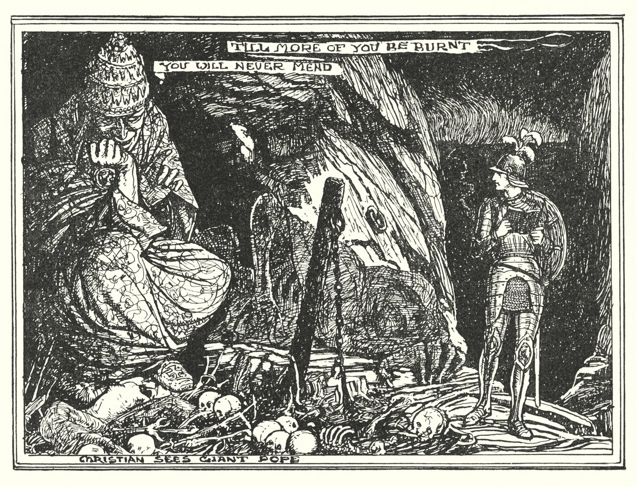 Illusztráció John Bunyan A zarándok útja című művéhez (litográfia) alkotó: Henry Justice Ford