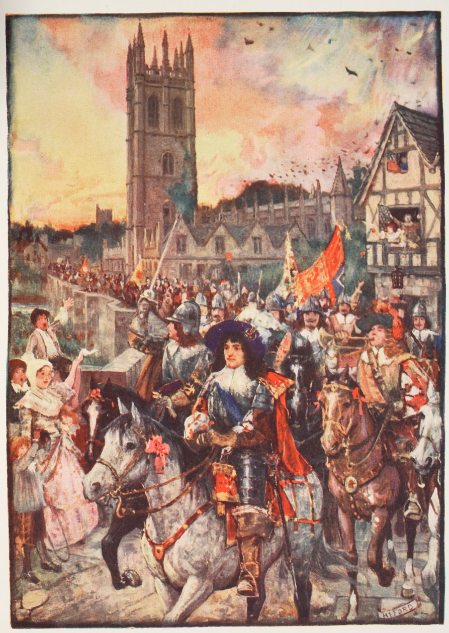 Rupert herceg Oxfordban, csatába készül, illusztrációja C.R.L. „Anglia története” című művéből. Fletcher és Rudyard Kipling, 1911 alkotó: Henry Justice Ford