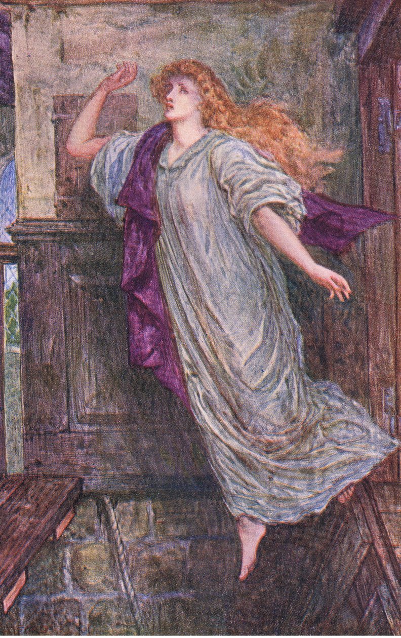 Amy Robsort, Leicester grófnője halála, illusztráció a „Kenilworth”-ből, 1910 körül (színes litó) alkotó: Henry Justice Ford