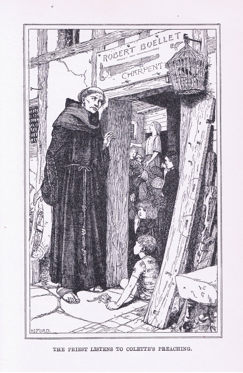 A pap hallgatja Colettes prédikációját, 1912 alkotó: Henry Justice Ford
