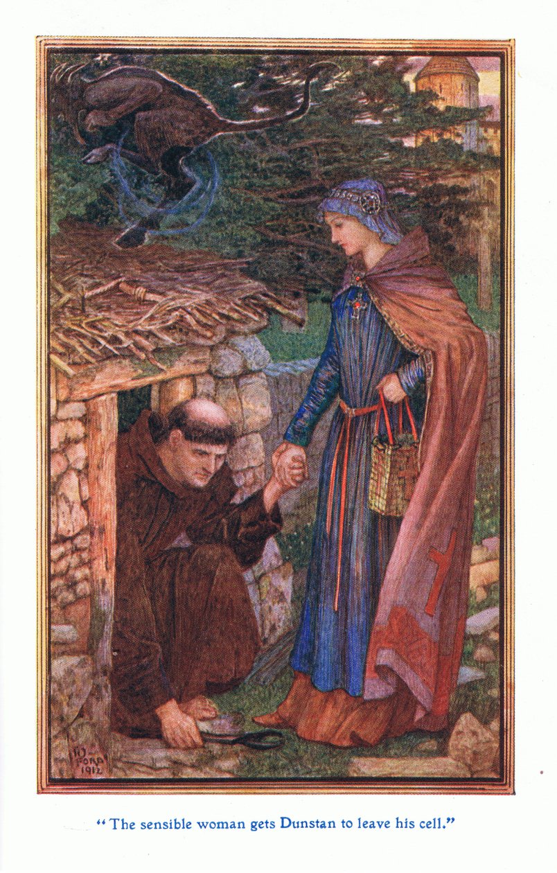 Az értelmes nő ráveszi Dunstant, hogy hagyja el celláját, 1912 alkotó: Henry Justice Ford
