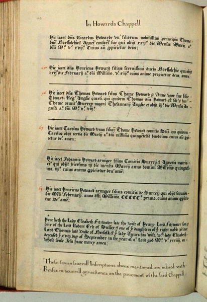 Feliratok a Lambeth plébániatemplom Howards kápolnájából alkotó: Henry Lilly