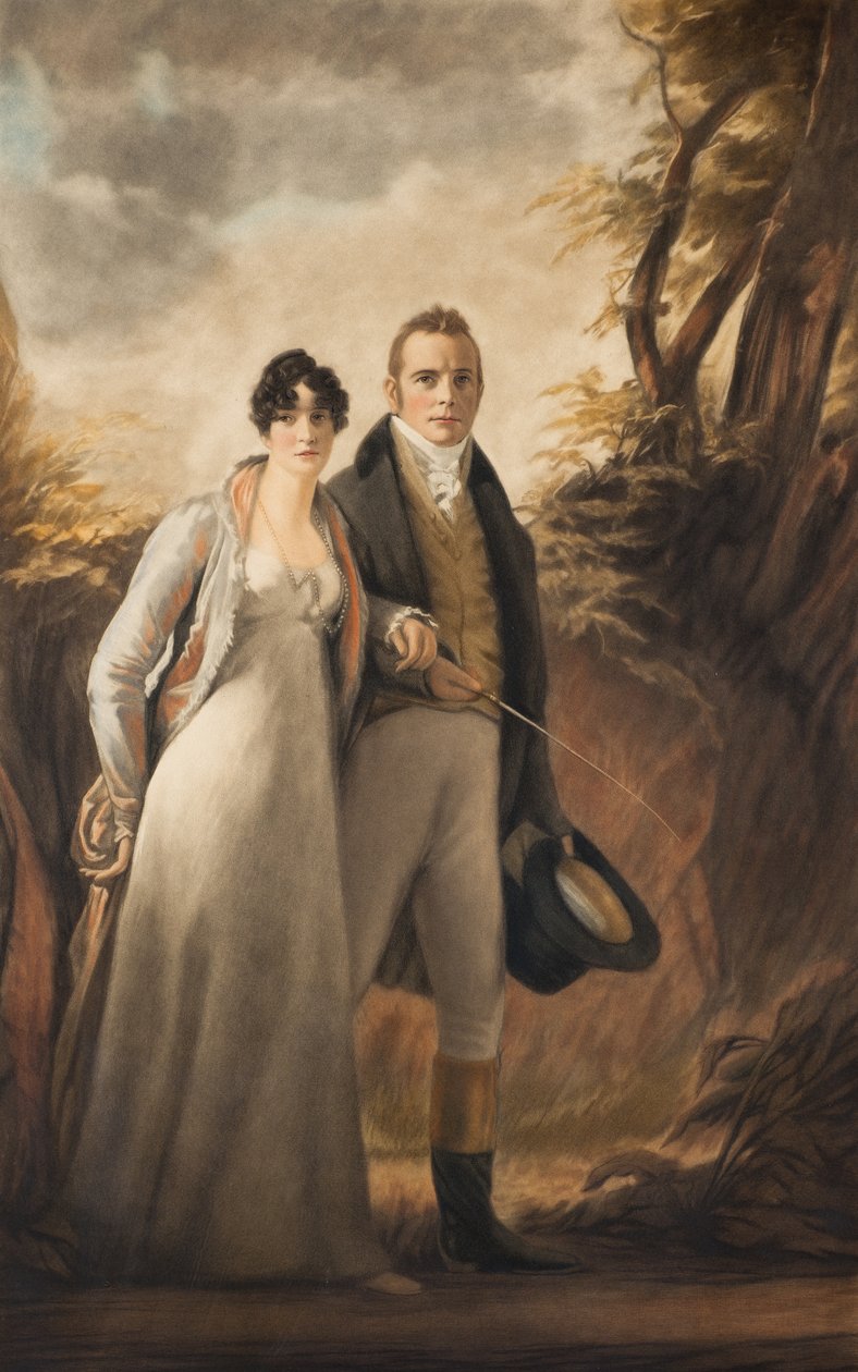 Mr és Mrs Campbell, Kailzie (mezzotint) alkotó: Henry Macbeth Raeburn