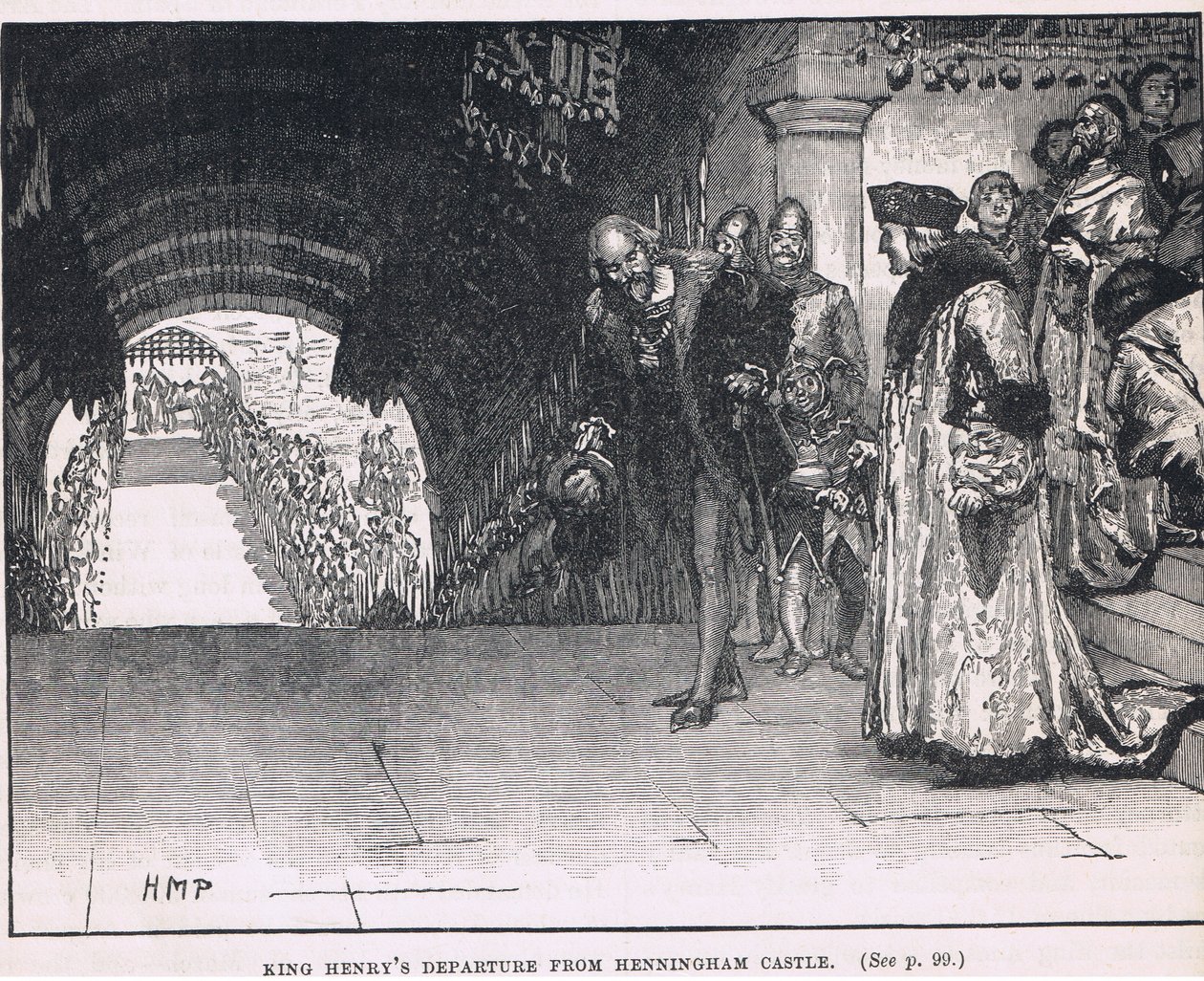 Henrik király távozása a Henningham kastélyból 1506 alkotó: Henry Marriott Paget
