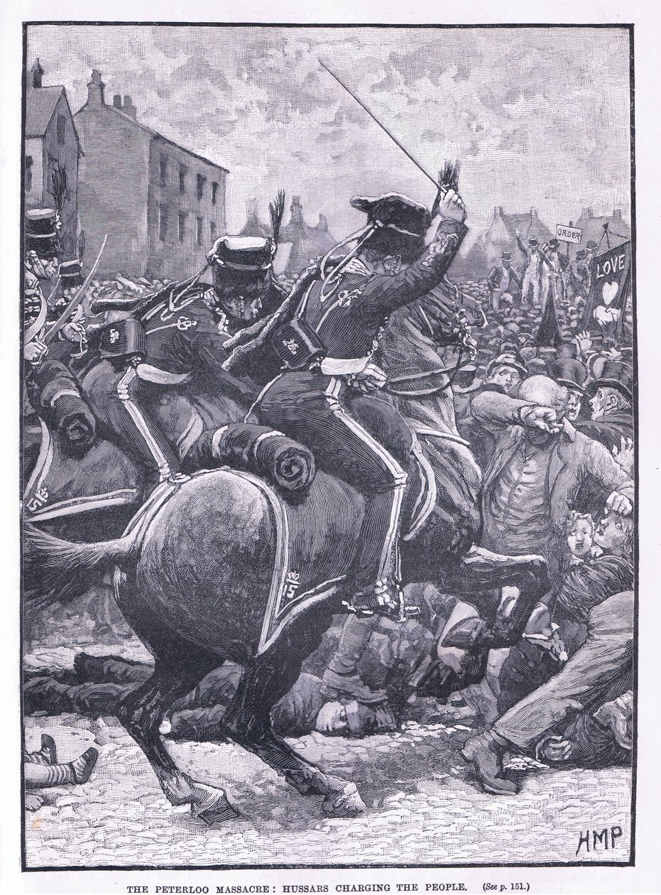 A Peterloo-i mészárlás: Huszárok támadása a nép ellen 1819-ben alkotó: Henry Marriott Paget