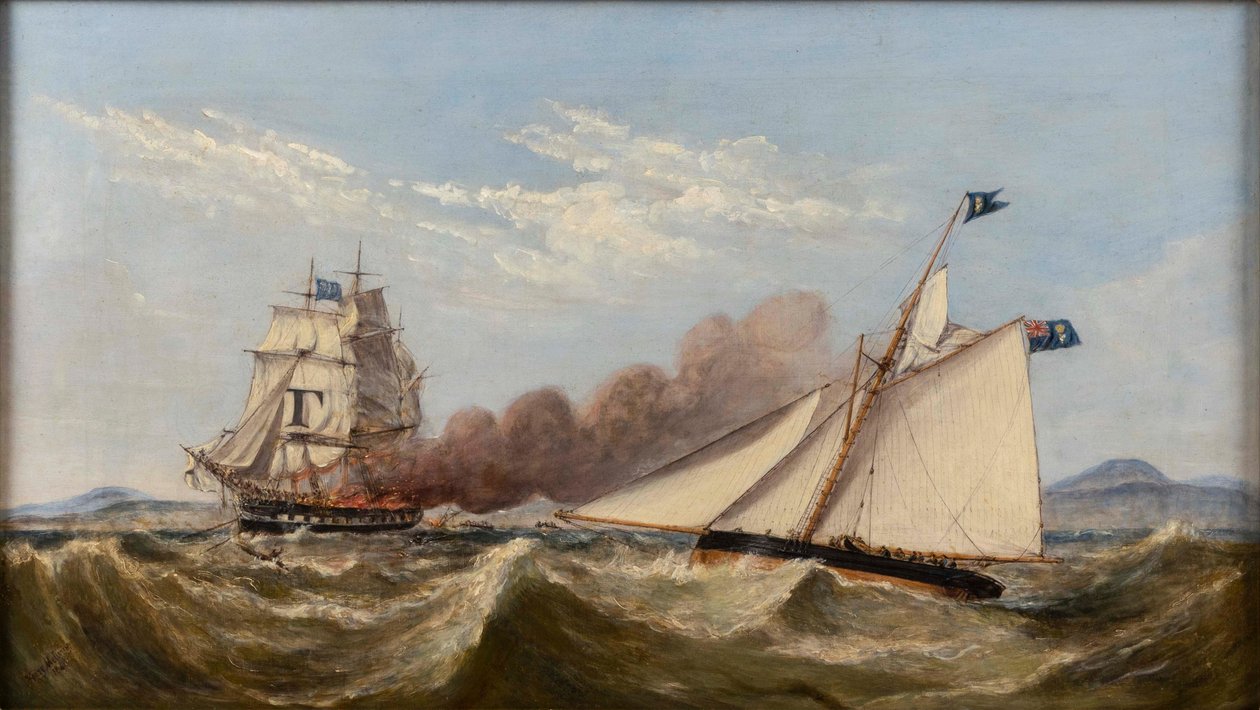 Az utasok kimentése az égő "Ocean Monarch" hajóról. alkotó: Henry Melling