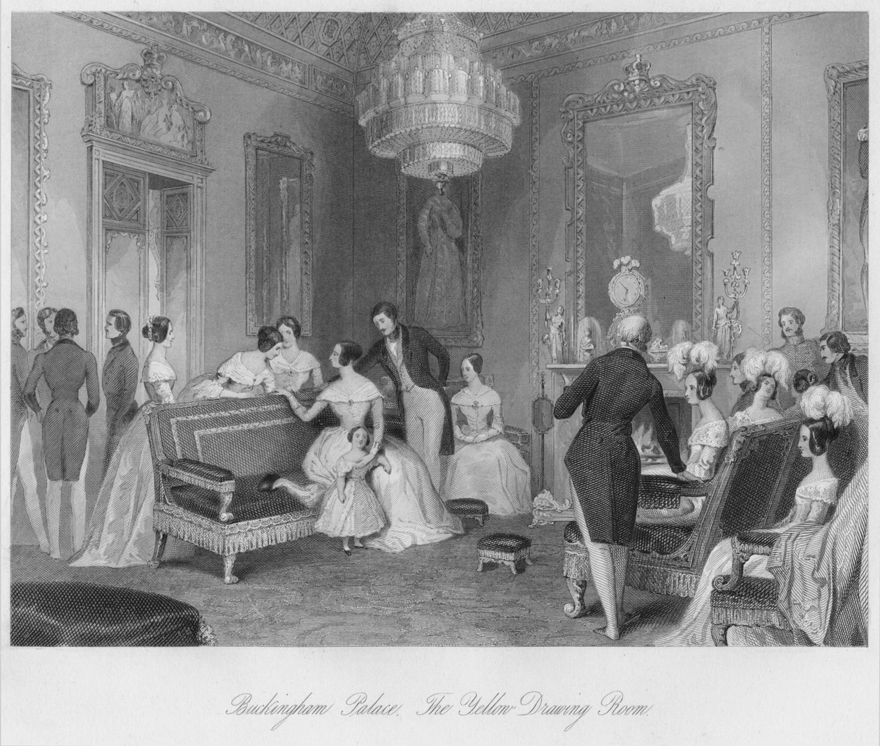 A Buckingham-palota. A sárga szalon, c1841 alkotó: Henry Melville