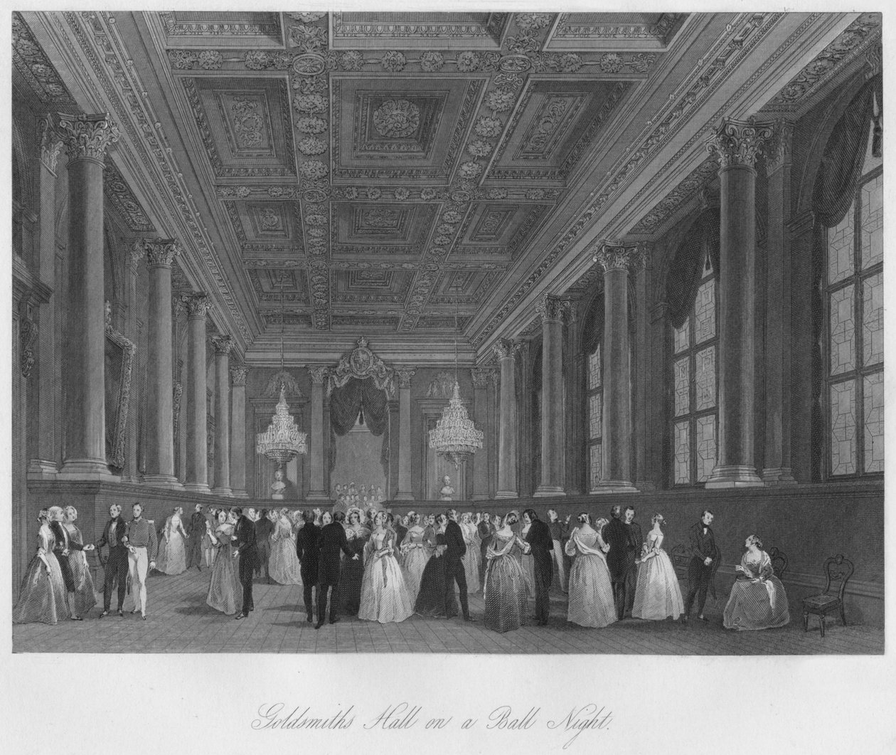 Goldsmiths Hall egy báli éjszakán, 1841 alkotó: Henry Melville