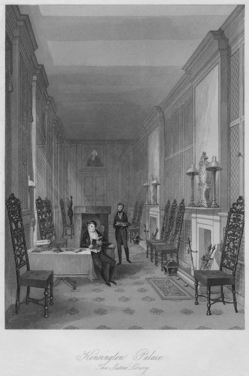 Kensington palota. The Sussex Library, 1841 alkotó: Henry Melville