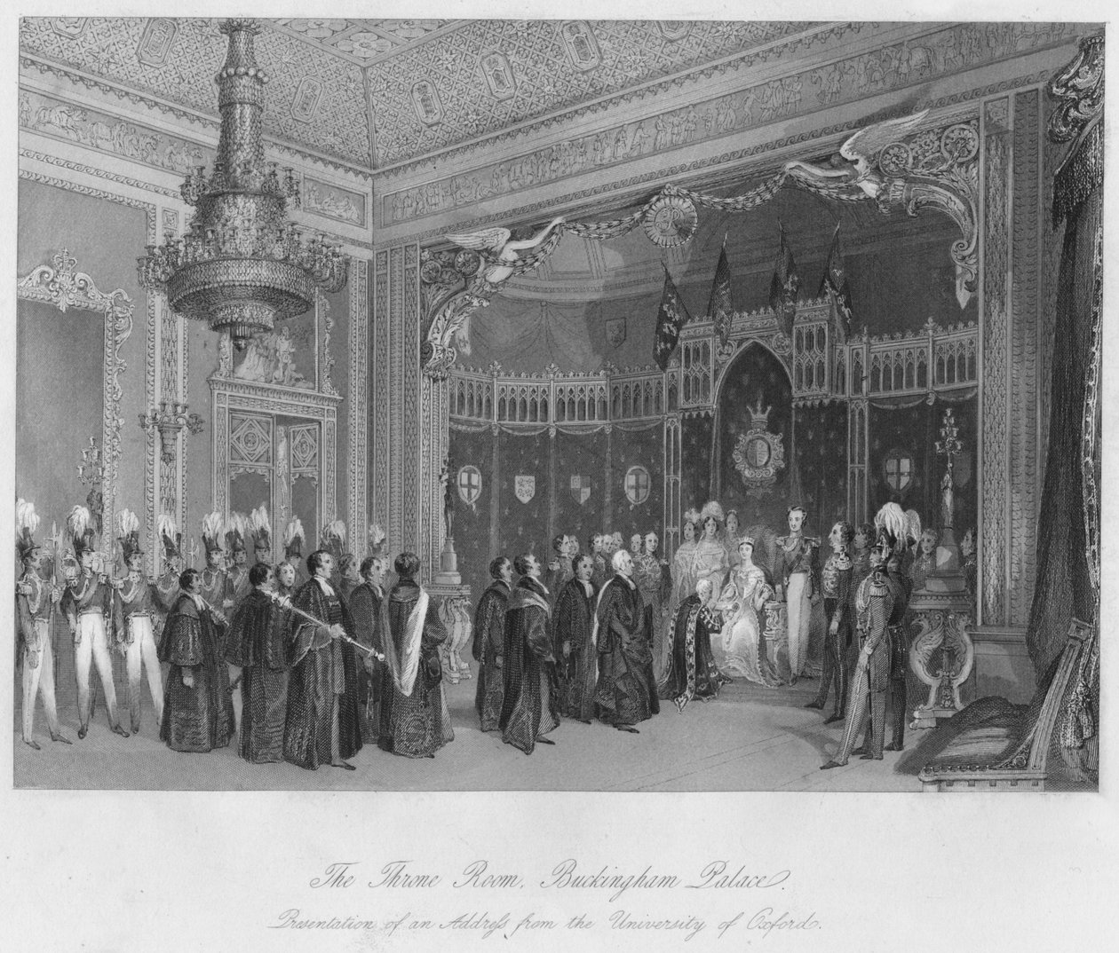 A Trónterem, a Buckingham-palota. Beszéd bemutatása az Oxfordi Egyetemről, c184 alkotó: Henry Melville