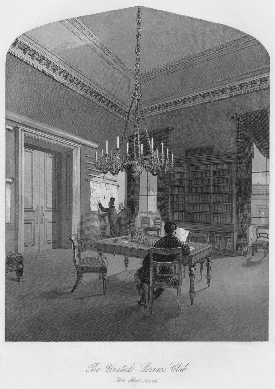 A United Service Club. A térkép szoba, 1841 alkotó: Henry Melville