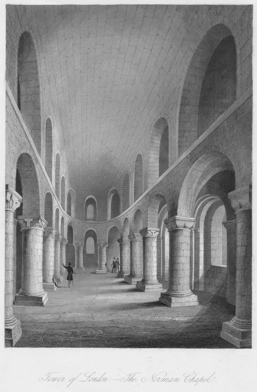 Londoni Tower. - A Norman kápolna, 1841 alkotó: Henry Melville