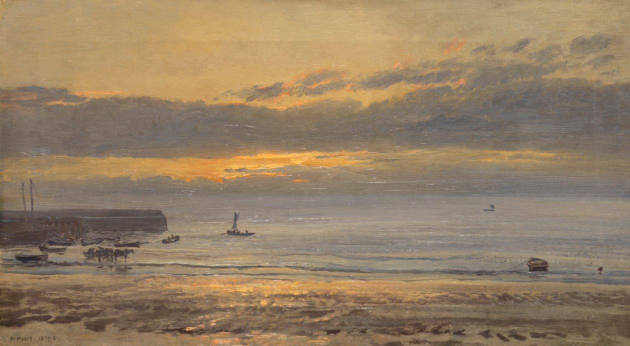 Napkelte előtt, Scarborough - Low Water, 1878 alkotó: Henry Moore