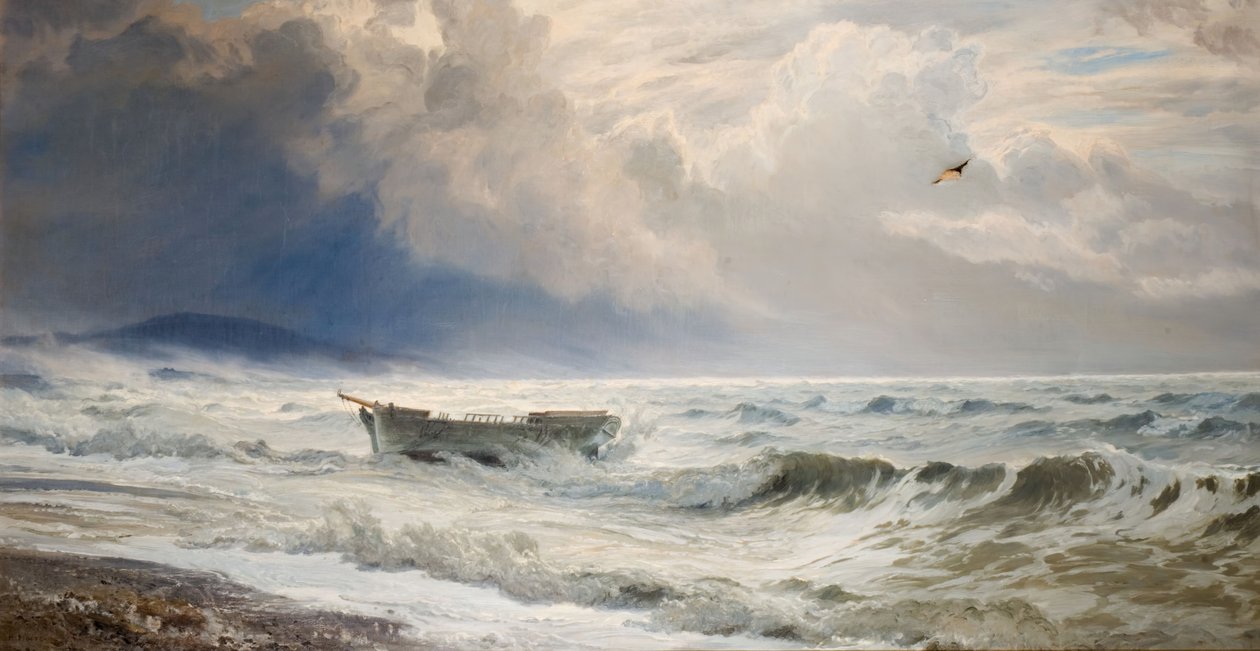 Rossz időjárás a tengerparton, Cumberland, 1874. alkotó: Henry Moore