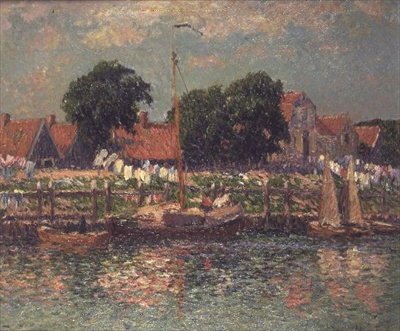 Egy folyó partján Hollandiában alkotó: Henry Moret