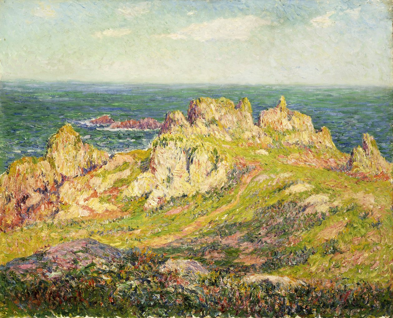 Sziklák a tenger mellett; Sziklák a tenger mellett, alkotó: Henry Moret