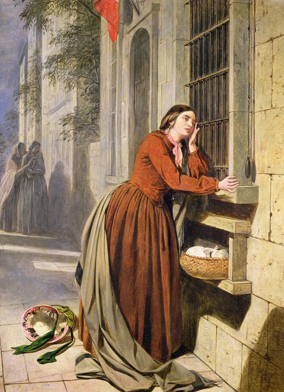 Anya, aki gyermekét a párizsi Foundling Kórházban helyezi el, 1855-1860 körül (olaj, fa) alkotó: Henry Nelson O