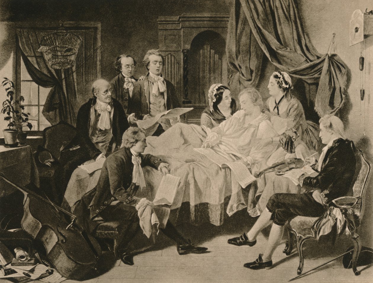 Mozart halálos ágya, 1910. alkotó: Henry Nelson O