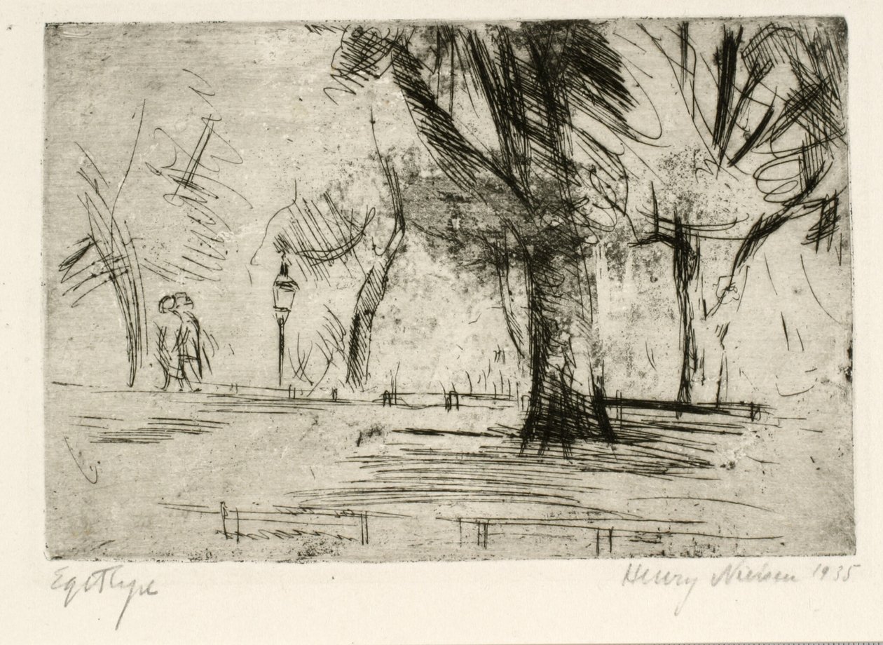 Park két sétálóval és lámpával alkotó: Henry Nielsen