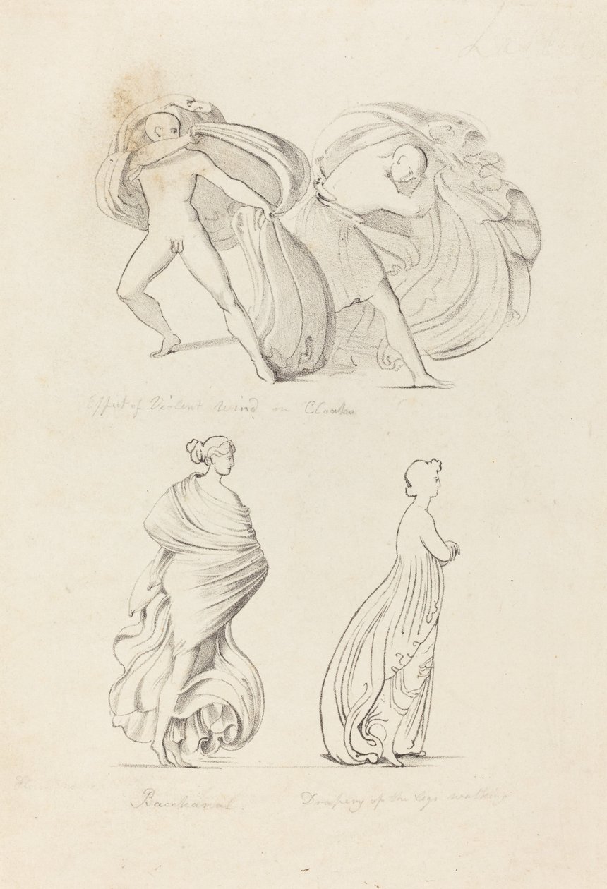 Drapéria, három figura, egy Bacchante és kettő a természetből alkotó: Henry Noel Humphreys after John Flaxman
