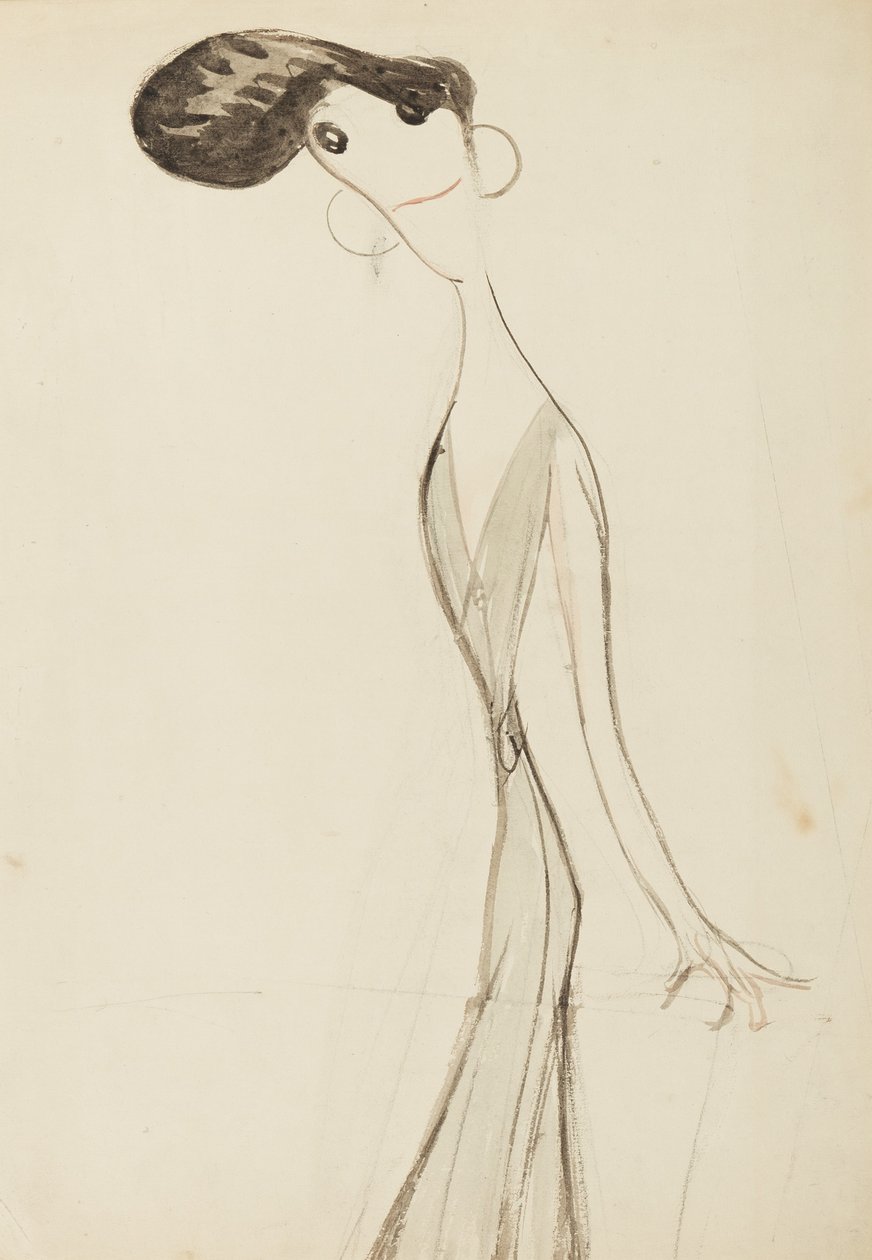 Irene Vanbrugh, tanulmány a Stars of the Music Hall Stage sorozathoz, 1908 körül (wc papíron) alkotó: Henry Ospovat