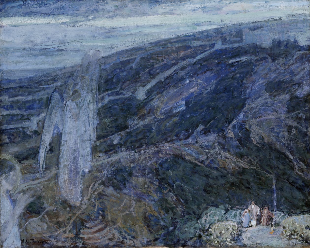 Angyalok megjelennek a pásztorok előtt, kb. 1910. alkotó: Henry Ossawa Tanner