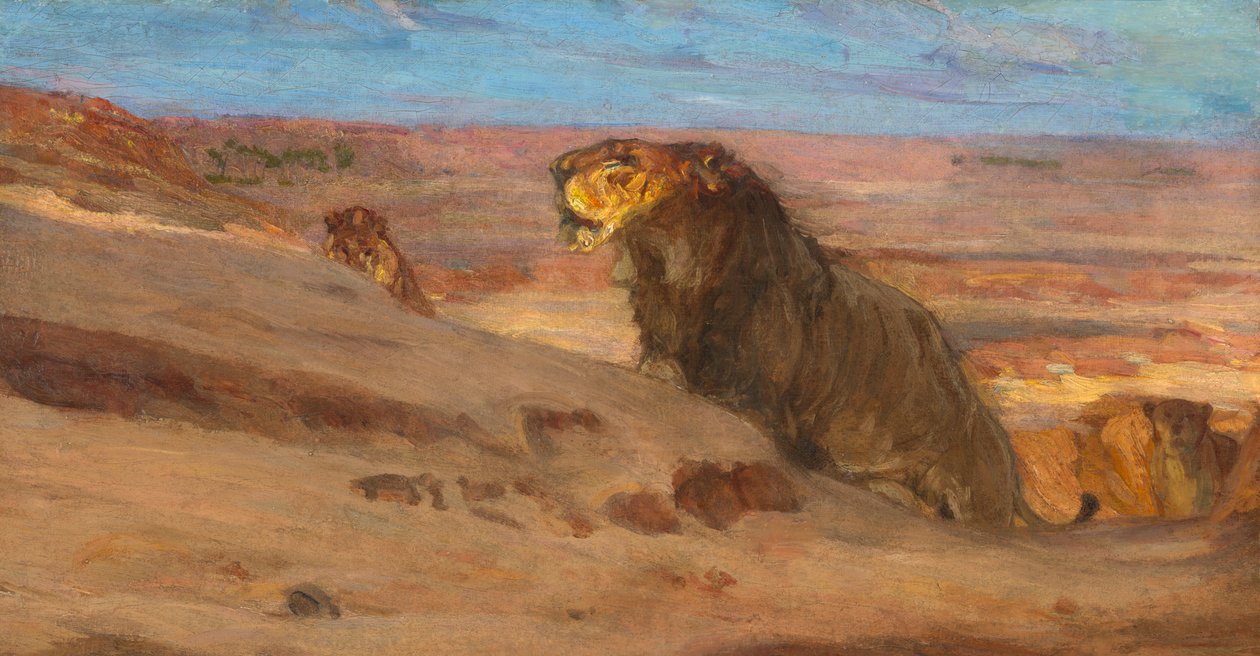 Oroszlánok a sivatagban, kb. 1897-1900. alkotó: Henry Ossawa Tanner