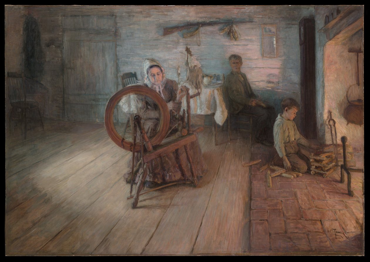 „Spinning By Firelight” – George Washington Gray gyermekkoráról alkotó: Henry Ossawa Tanner