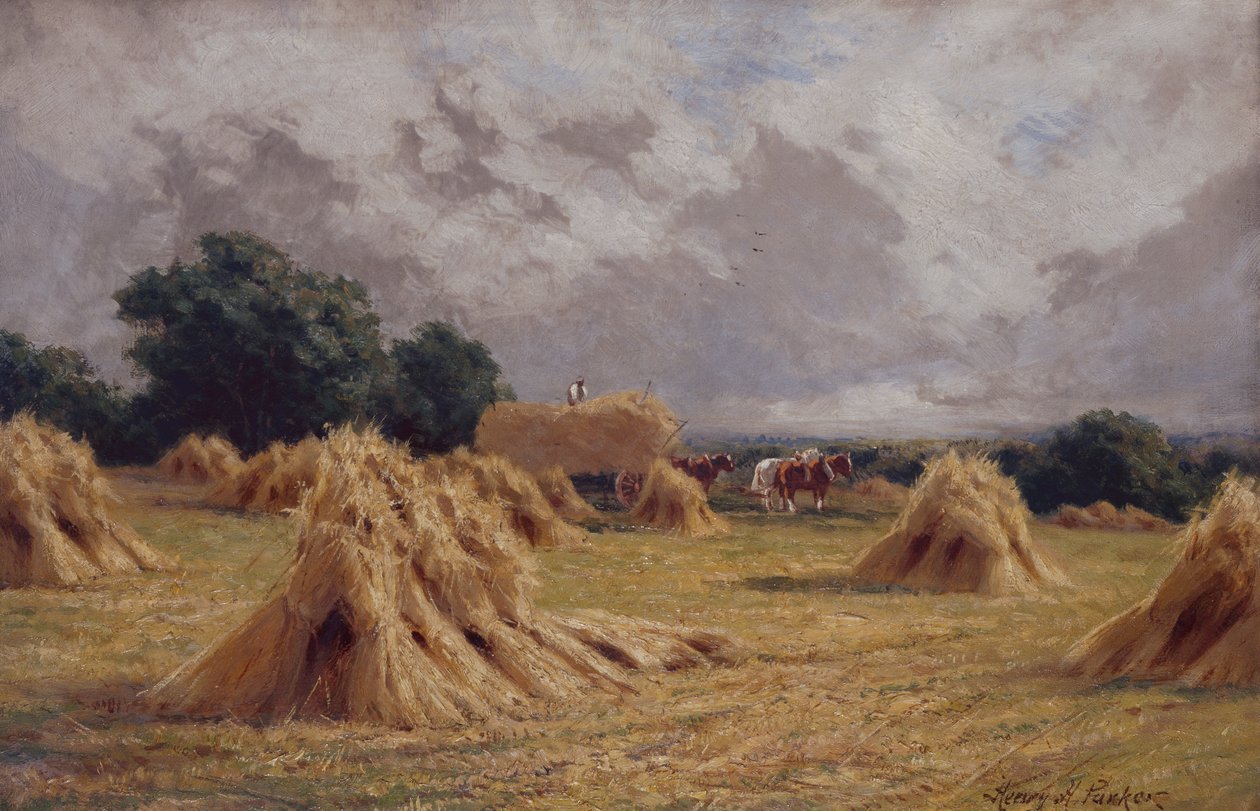 Kukoricatábla Harlow-ban, Essex (olaj, vászon) alkotó: Henry Parker