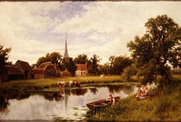Táj tanyával és szarvasmarhával alkotó: Henry Parker