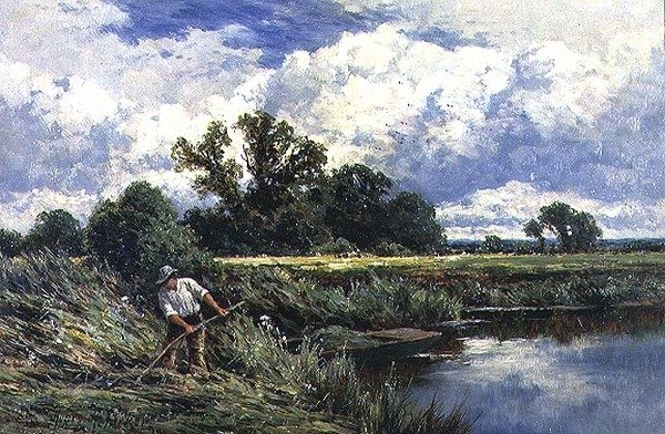A Lea folyó, Broxbourne közelében, Hertfordshire-ben alkotó: Henry Parker