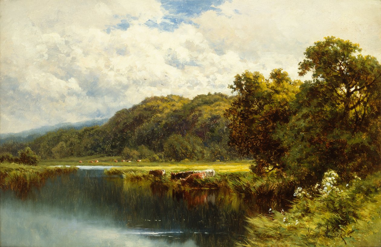 Temze Pangbourne-ban (olaj, vászon) alkotó: Henry Parker