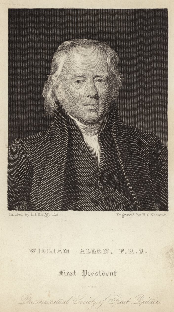 William Allen - a Nagy-Britanniai Gyógyszerészeti Társaság első elnöke (1770-1843) (metszet) alkotó: Henry Perronet (after) Briggs
