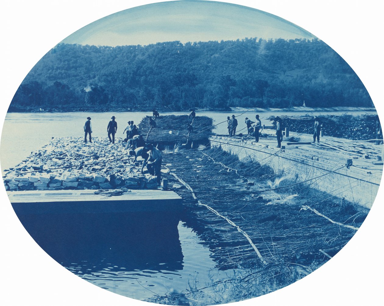 Rock and Brush Dam építése, Low]. Víz]. 1891 alkotó: Henry Peter Bosse