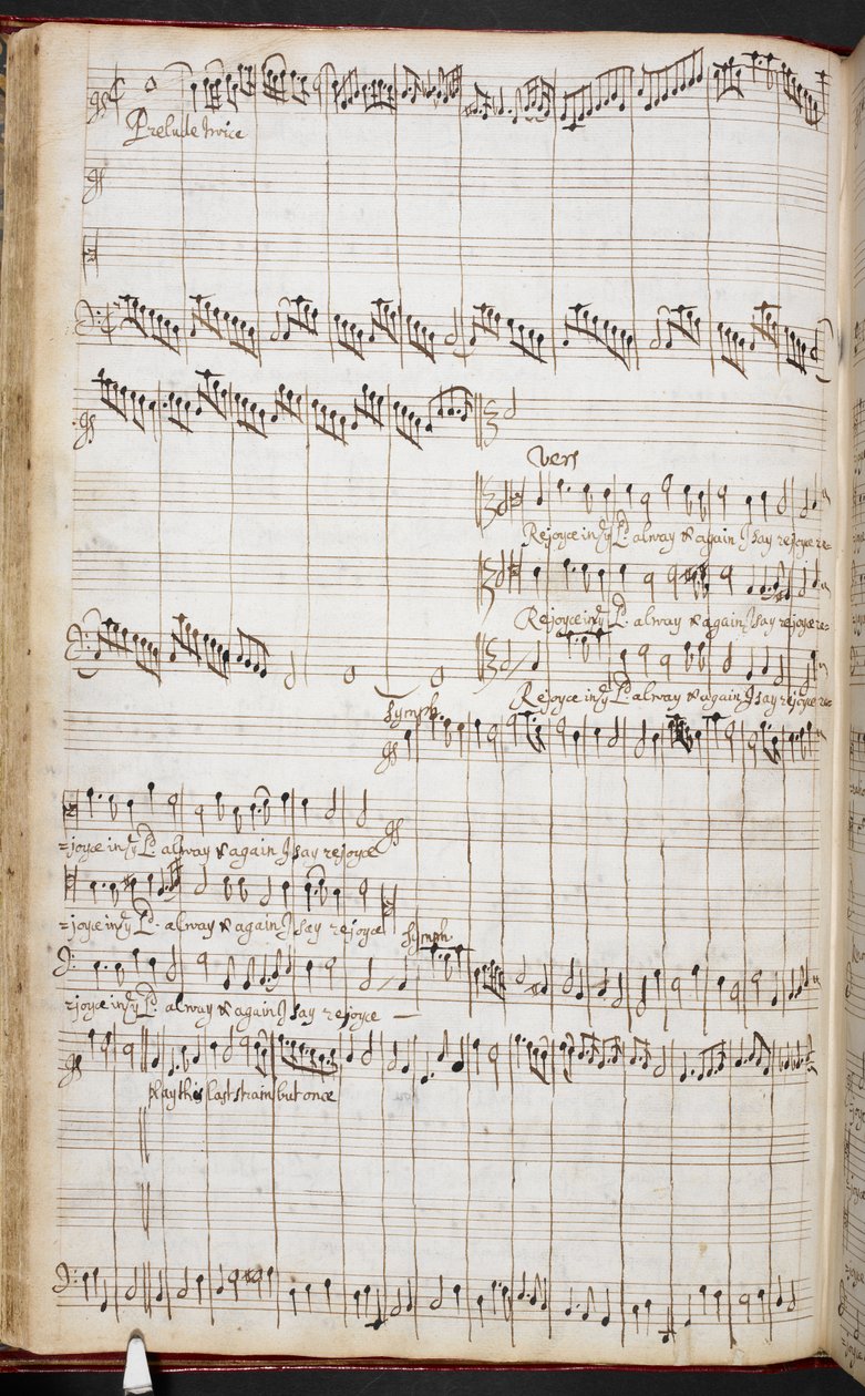 Purcell autográf partitúrája: „Örülj az Úrban mindig”, R.M.20.h.8, f.37v, 1680-90 körül (toll és tinta papíron) alkotó: Henry Purcell