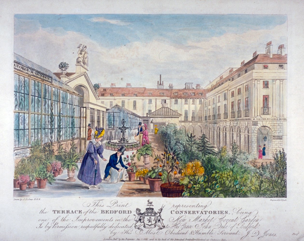 A Bedford Conservatories terasza a Covent Garden Marketen, Westminster, London, 1831 alkotó: Henry Pyall