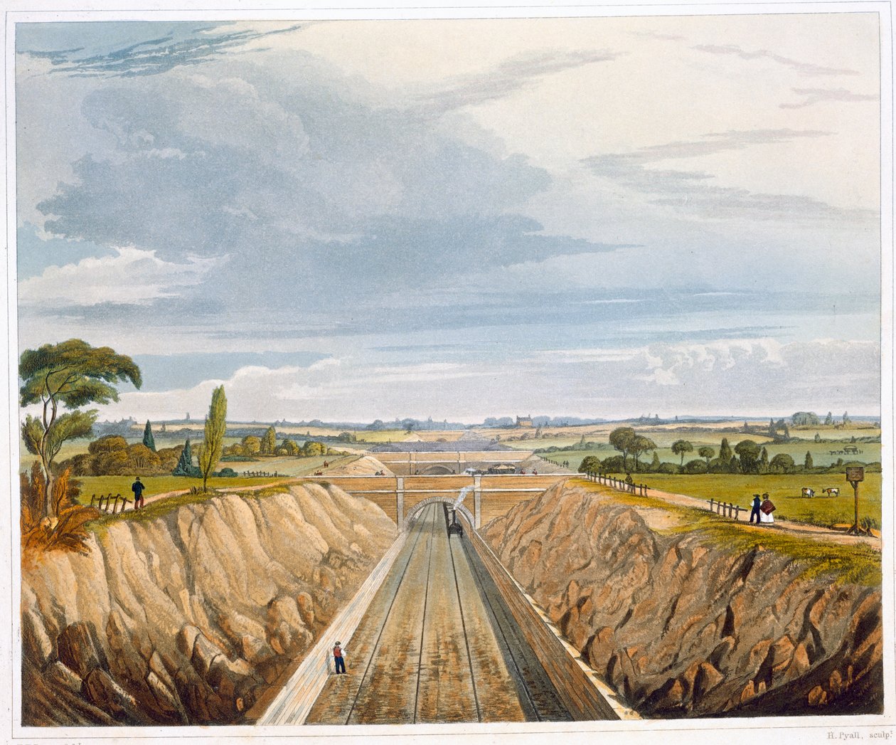 "Liverpool közelében, Manchester felé nézve", Liverpool és Manchester Railway, 1833 alkotó: Henry Pyall