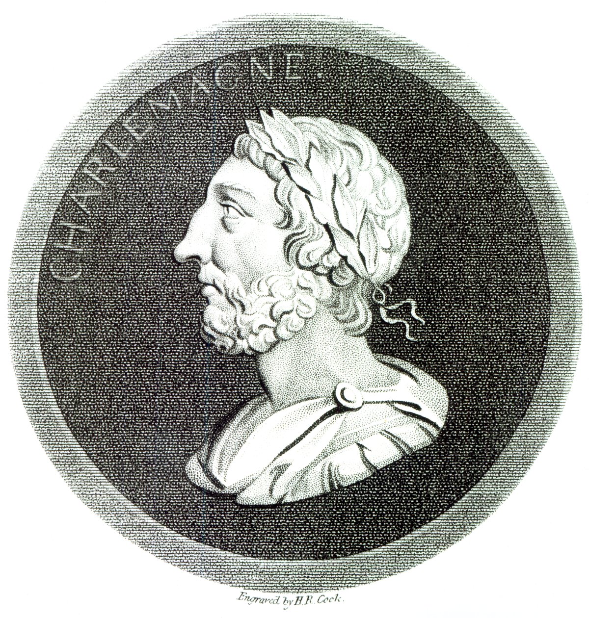 Nagy Károly portréja, „A Római Birodalom hanyatlásának és bukásának története”, 4. kötet, 121. oldal, Edward Gibbon, 1808 alkotó: Henry R. Cook