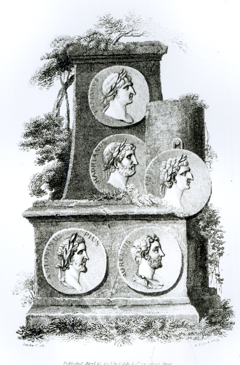 Római császárok portréi Edward Gibbon „A római birodalom hanyatlásának és bukásának története” című művéből, 1808. évi 2. kötet alkotó: Henry R. Cook