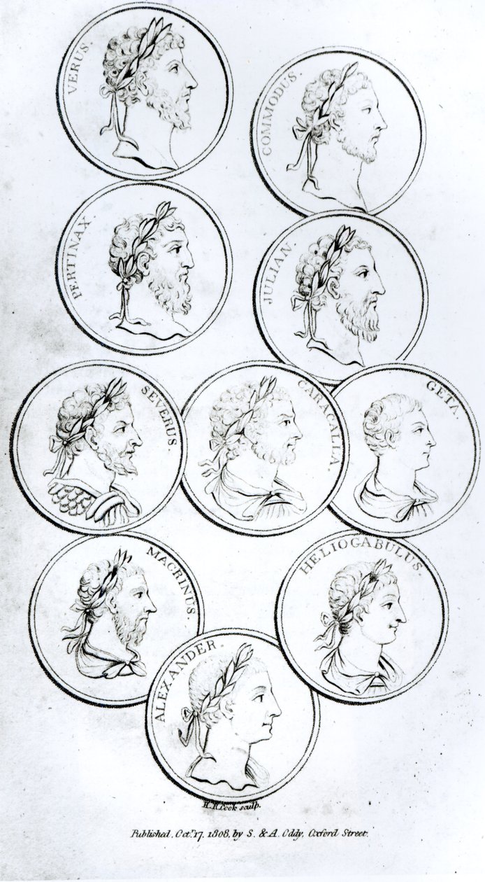 Római császárok portréi, Edward Gibbon "A Római Birodalom hanyatlásának és bukásának története" című művéből, I. kötet, 1808. alkotó: Henry R. Cook
