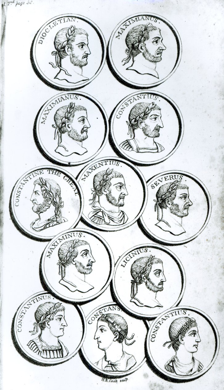 Római császárok portréi, „A Római Birodalom hanyatlásának és bukásának története”, II. kötet, 50. oldal, Edward Gibbon, 1808 alkotó: Henry R. Cook
