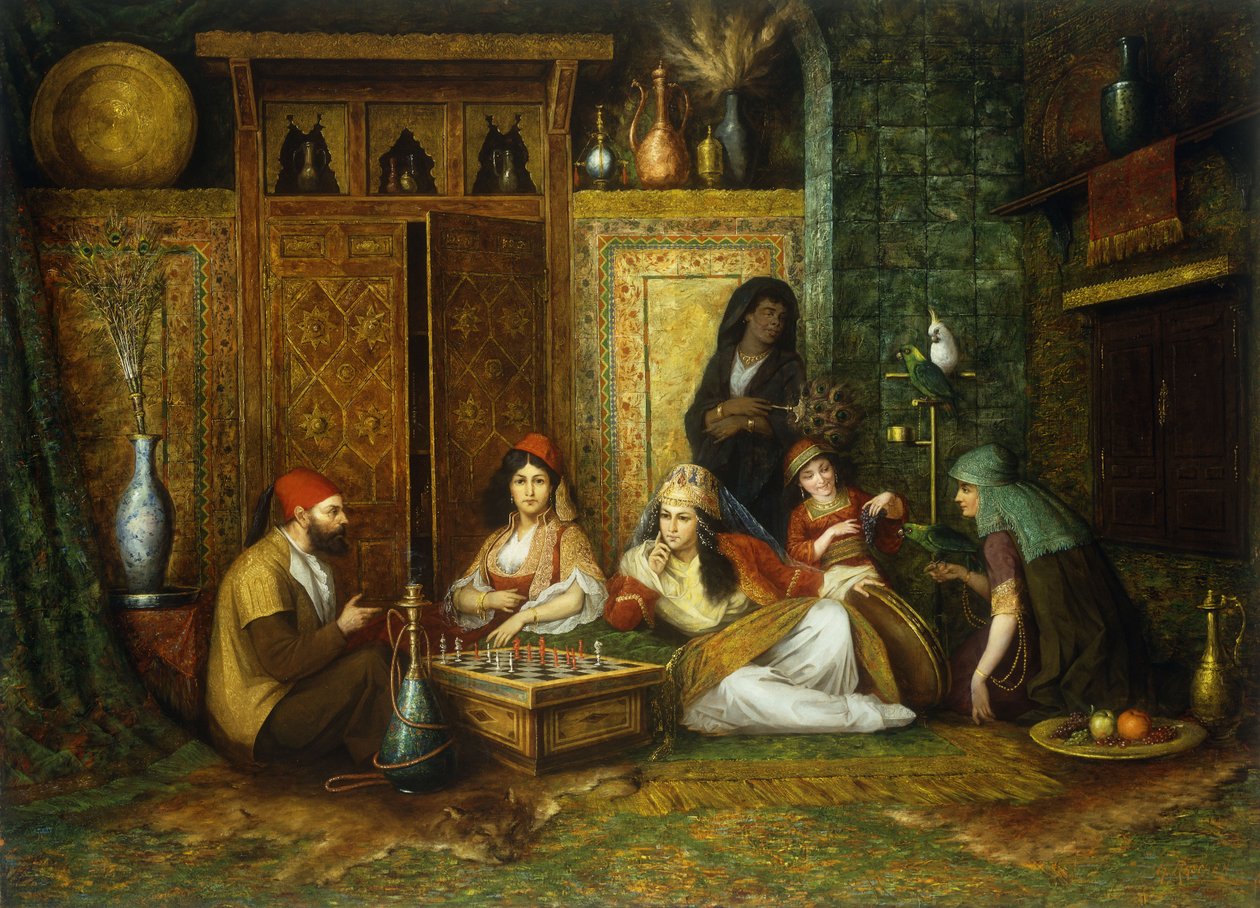 A sakkjátszma (olaj, vászon) alkotó: Henry Raschen