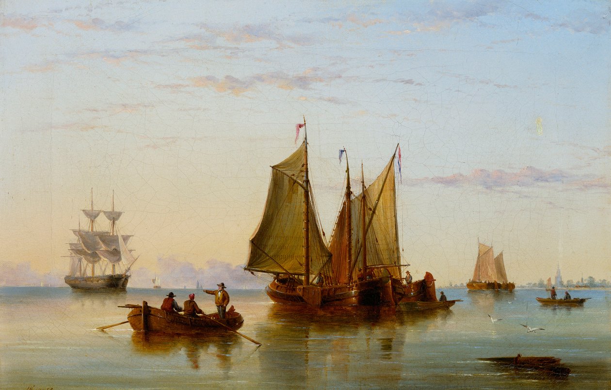 Halászhajók és más hajók a Rotterdam melletti Scheldten, 1852 alkotó: Henry Redmore