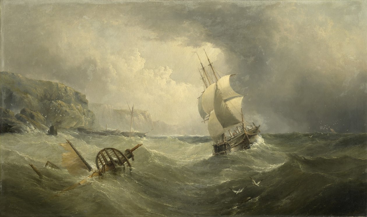 Szállítás a partról viharos tengeren, 1874 alkotó: Henry Redmore