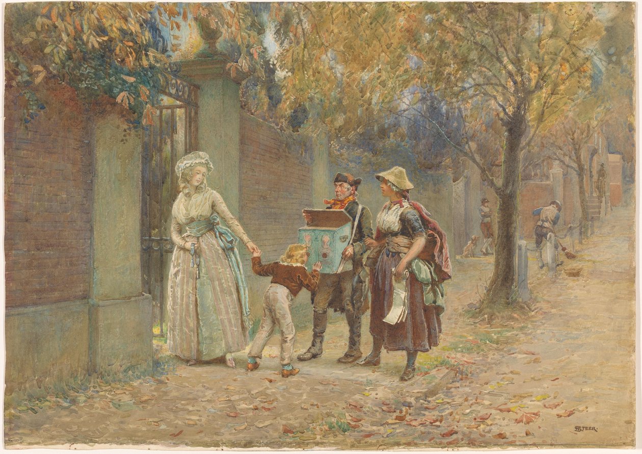 Férfi egy kabinettel és egy dalárusnővel alkotó: Henry Reynolds Steer (signed by artist)