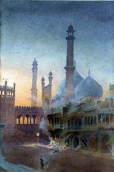 Kilátás a Jama Masjidra, Old Delhiben (akvarell papíron) alkotó: Henry Richard Beadon Donne