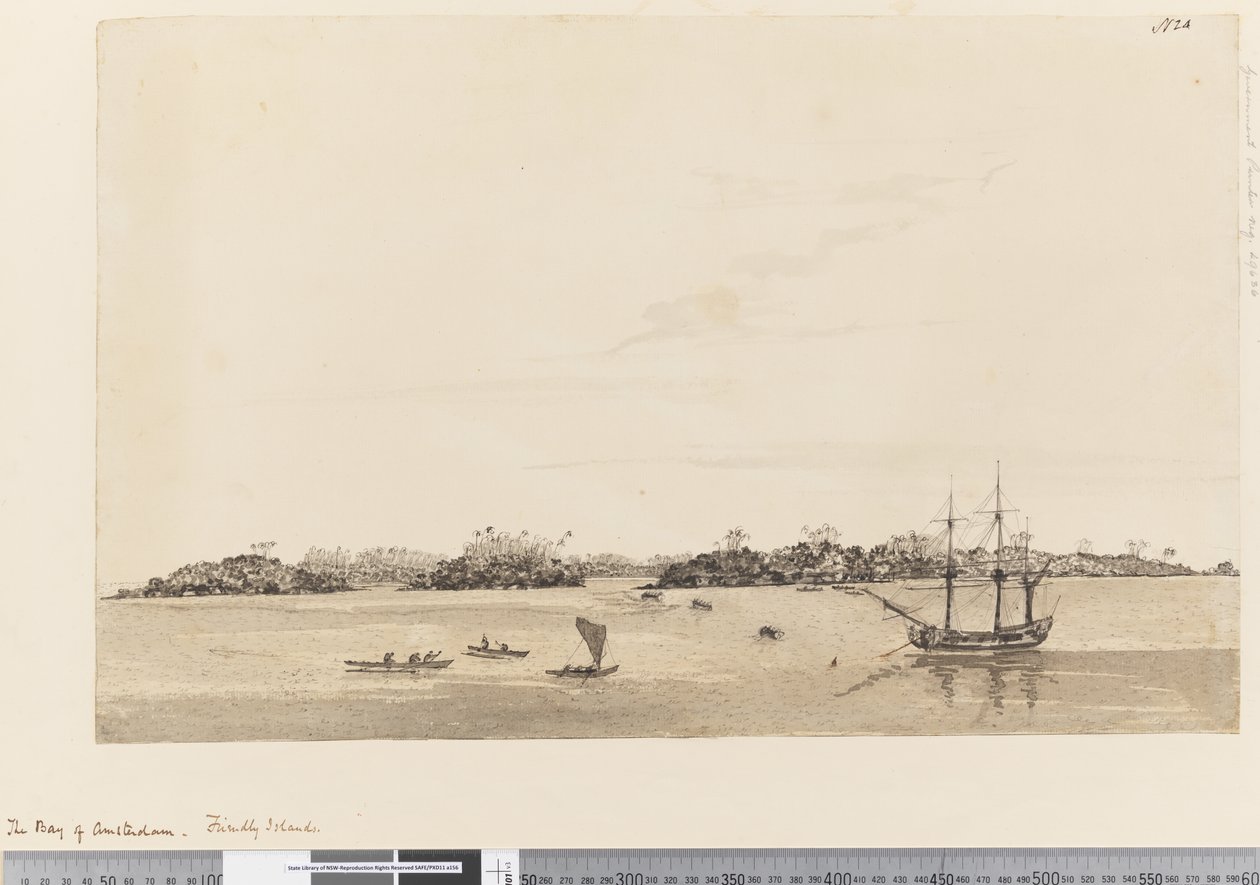 24. oldal Az Amszterdami-öböl, Barátságos Szigetek, 1768-75 (wc) alkotó: Henry Roberts