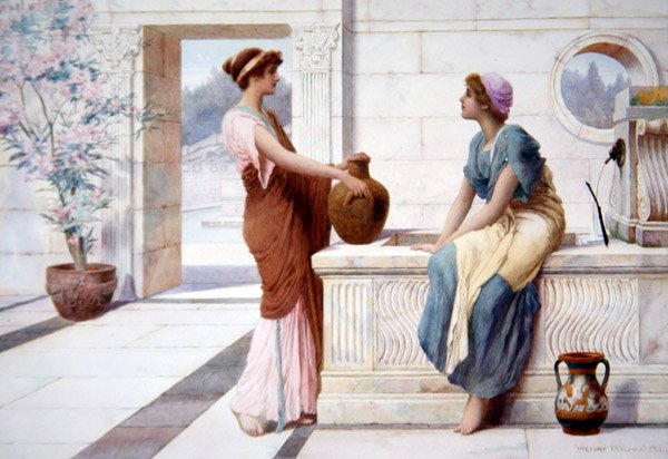 Pletyka, 1895 körül (akvarell, tábla) alkotó: Henry Ryland