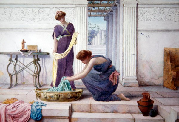 Háztartási kötelességek, 1895 körül (akvarell, papírra fektetve) alkotó: Henry Ryland